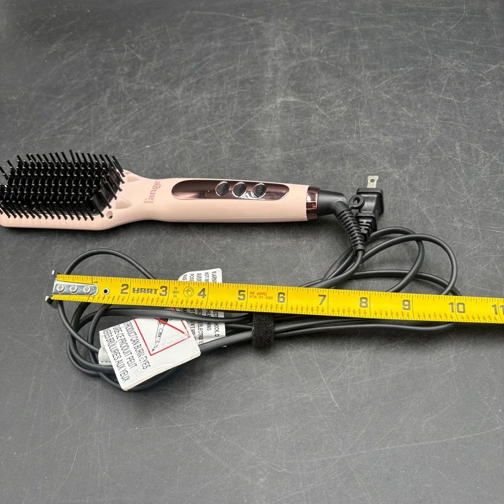 L'ange Le Vite Hair Straightening Brush Blush Pink Ceramic Heated Smoothing Tool